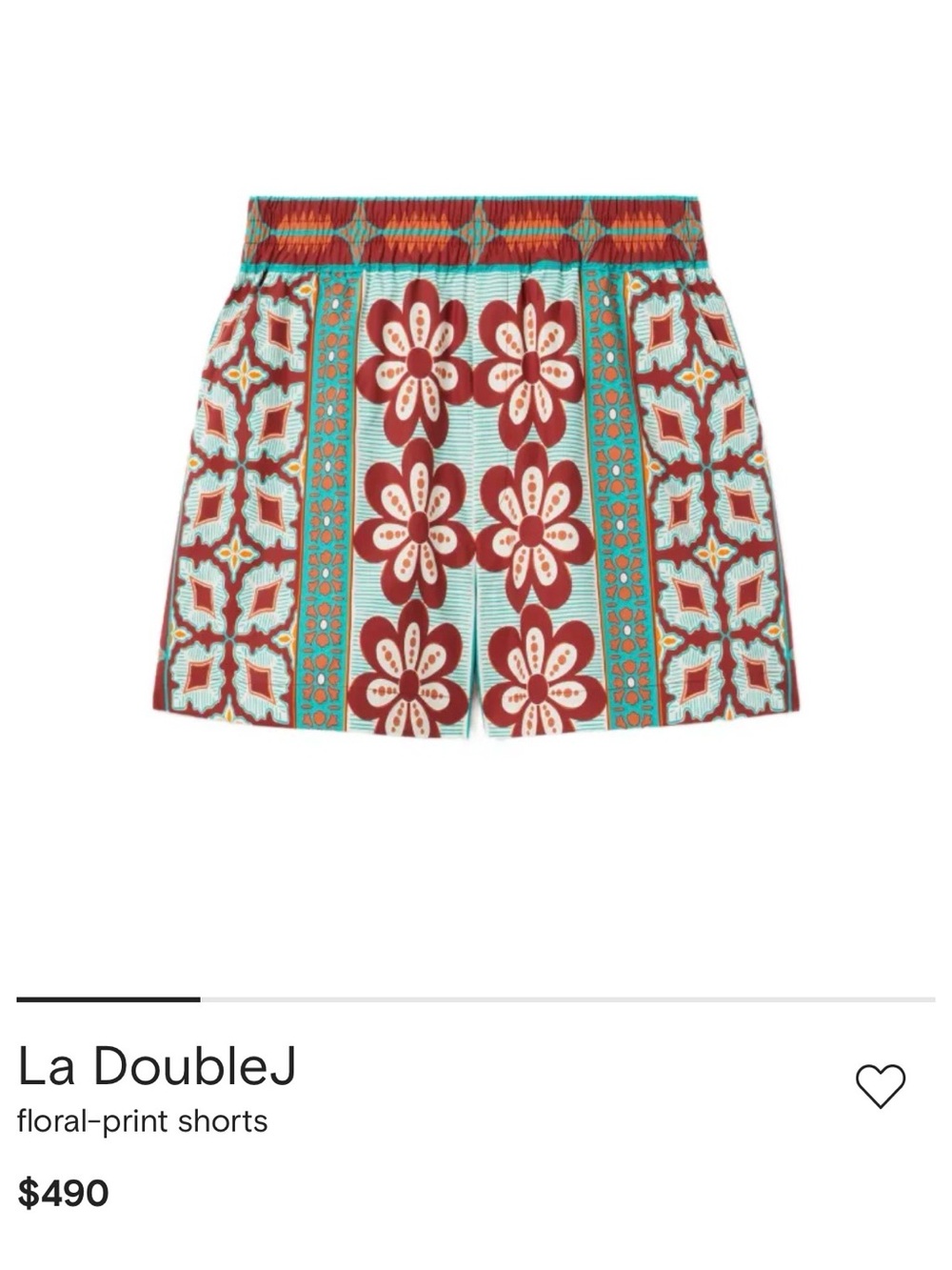 LA DoubleJ Teal and Rust Floral-Print Women's Shorts
